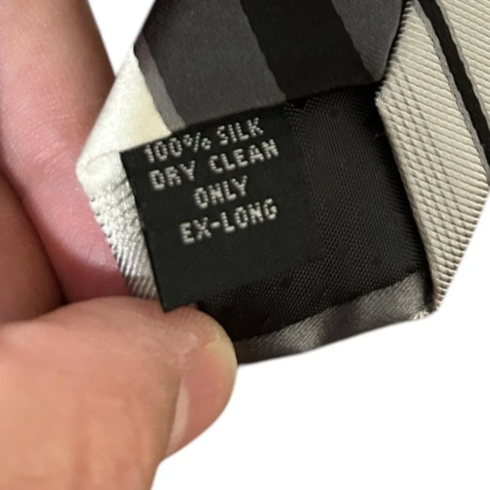 Campia Moda 100% Silk Black and Gray Striped Extra Long Tie Liquid Repellant